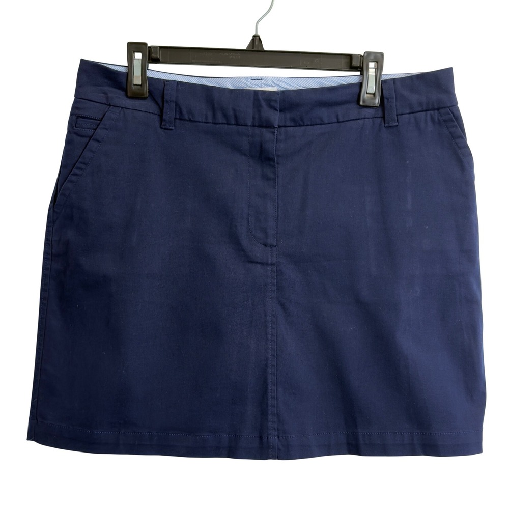 Crown‎ & Ivy Womens 10 Navy Blue Chino Skirt Cotton Stretch Preppy Mini Skirt